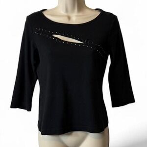 Vintage Black MKM Designs Rhinestone Embellished Top